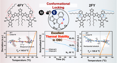 Conformational Locking Control of 2D Outer Side Chains via Fluorine Atom Positioning for Improving the Thermal Stability of Organic Solar Cells